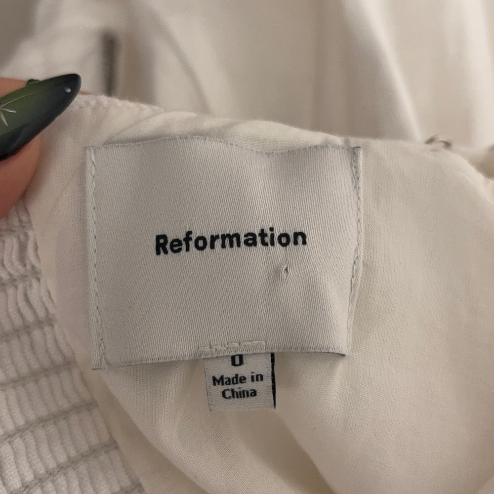 Reformation Cammie Dress Womens 0 White Linen Square Neck Mini Cottagecore - Picture 9 of 9
